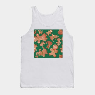 Gingerbread shaped family for Christmas stuff - light green background Tank Top